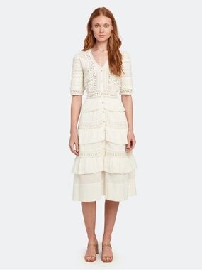 Brand New Love Shack Fancy Rebecca Eyelet Ruffle Dress Small